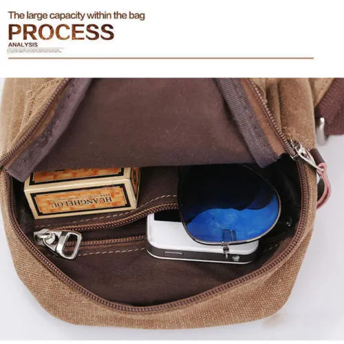 Men Travel Chest Bag Pack Sport Cross Body Outdoor Canvas Satchel Shoulder Bag Small Size Large Capacity Outdoor Necessary