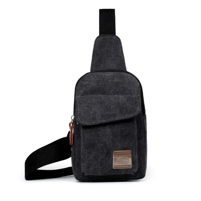 Men Travel Chest Bag Pack Sport Cross Body Outdoor Canvas Satchel Shoulder Bag Small Size Large Capacity Outdoor Necessary