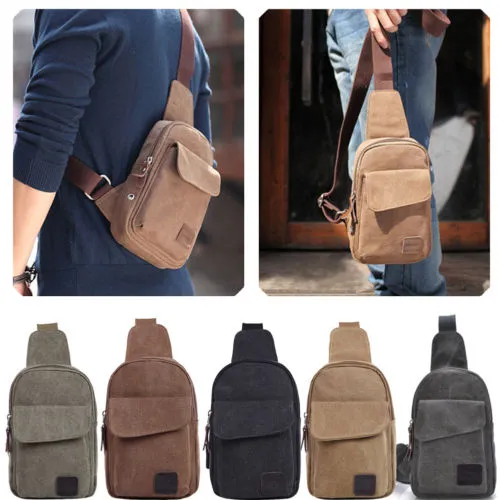 Men Travel Chest Bag Pack Sport Cross Body Outdoor Canvas Satchel Shoulder Bag Small Size Large Capacity Outdoor Necessary