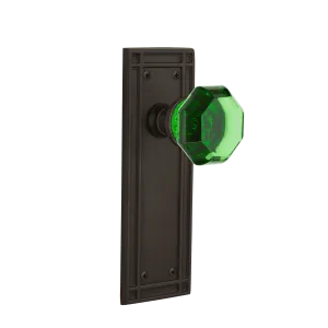 Mission Long Plate with Emerald Waldorf Knob in Oil-Rubbed Bronze