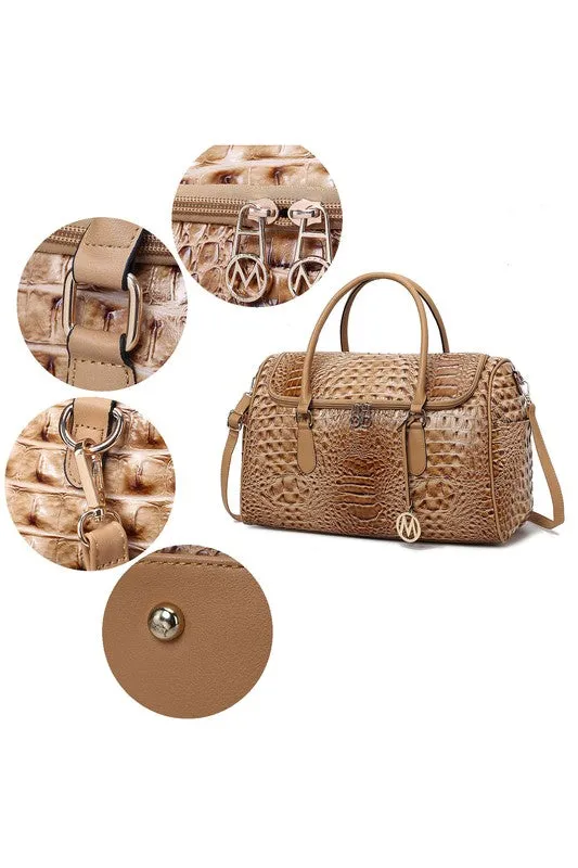 MKF Collection Embossed Vegan Leather Duffle Bag
