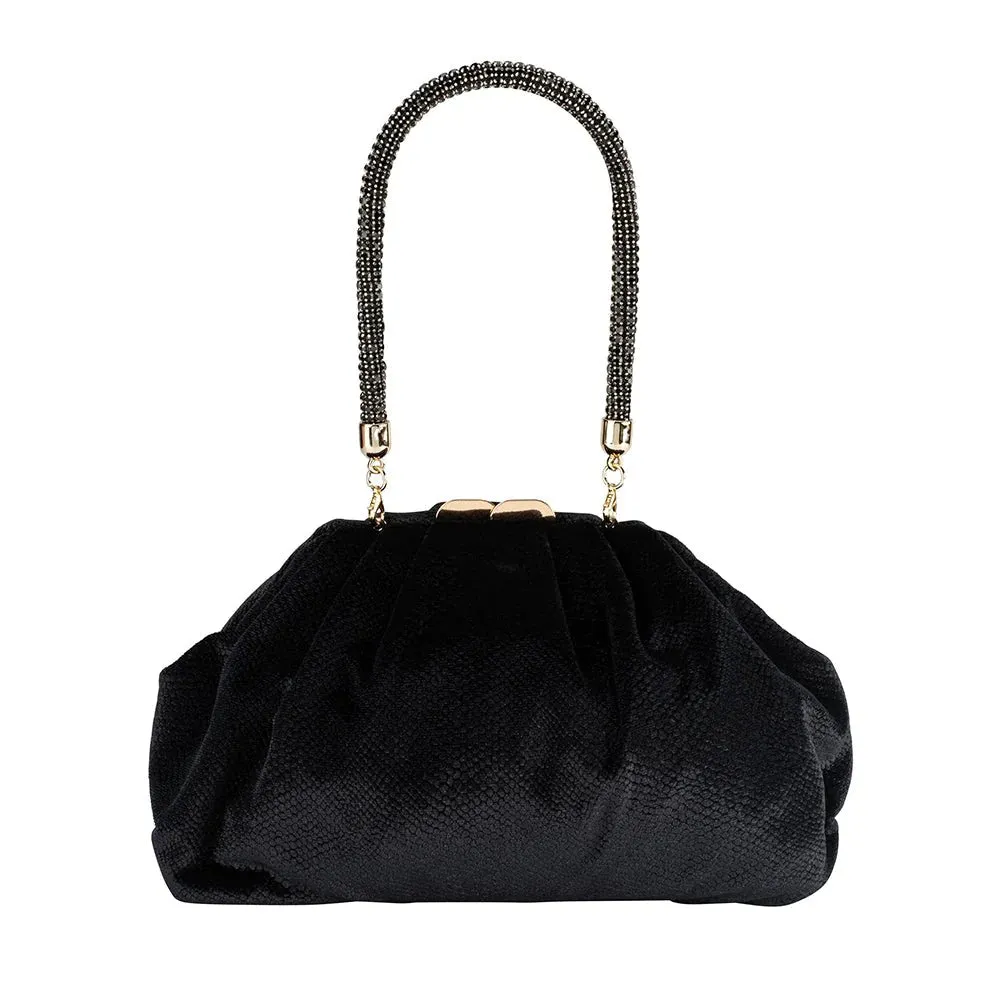 OB6478 CAITLIN VELVET CRYSTAL HANDLE CLUTCH