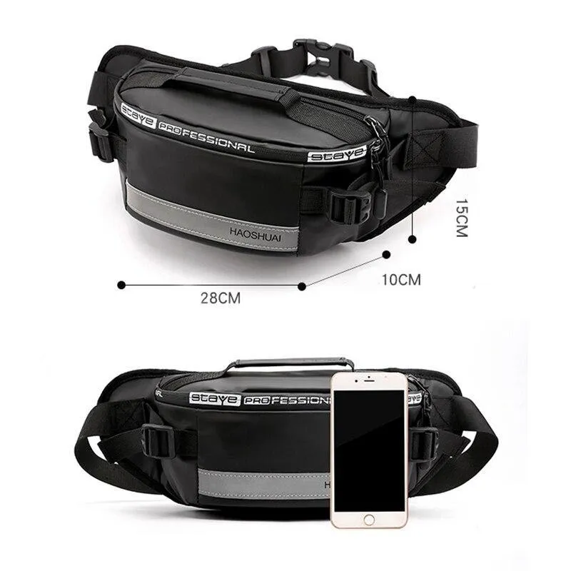 Outdoor Anti-Theft Waist Bag Men  Reflective Run Fanny Pack Waterproof Cell Phone Bag Travel Belt Bag