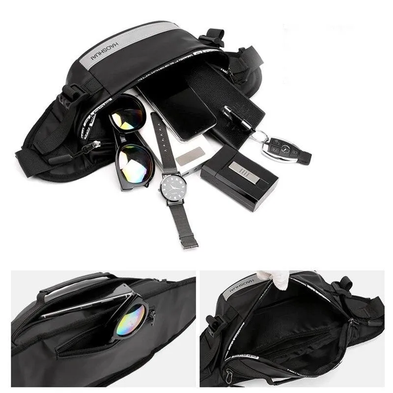 Outdoor Anti-Theft Waist Bag Men  Reflective Run Fanny Pack Waterproof Cell Phone Bag Travel Belt Bag