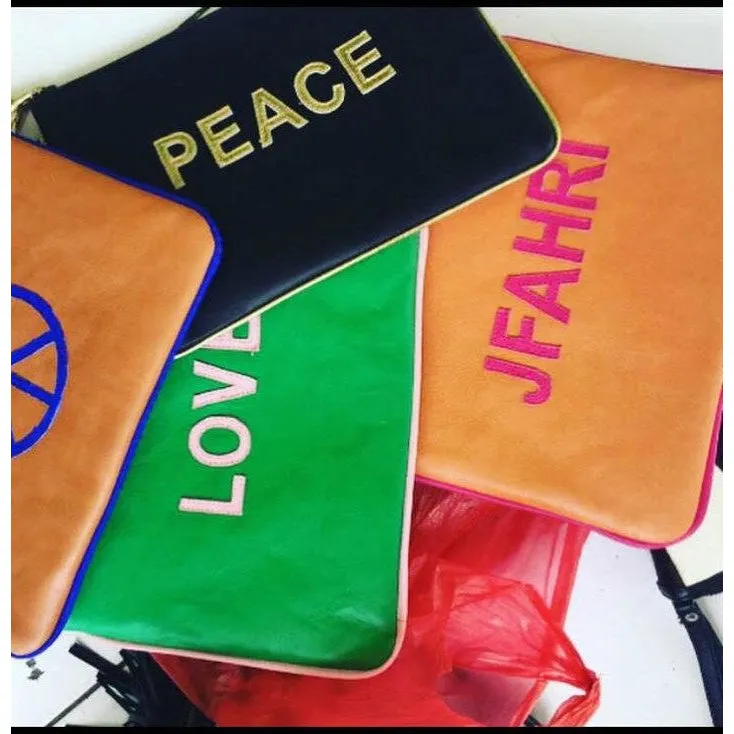 Personalised Leather  Clutch