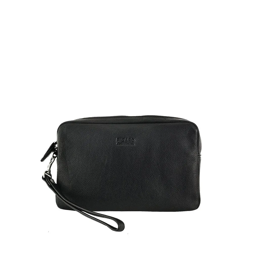 Picard Jet 2028 Men's Zipper Leather Clutch Bag (Black)