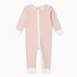 Pink Stripe Ribbed Clever Zip Snug Fit Pajamas