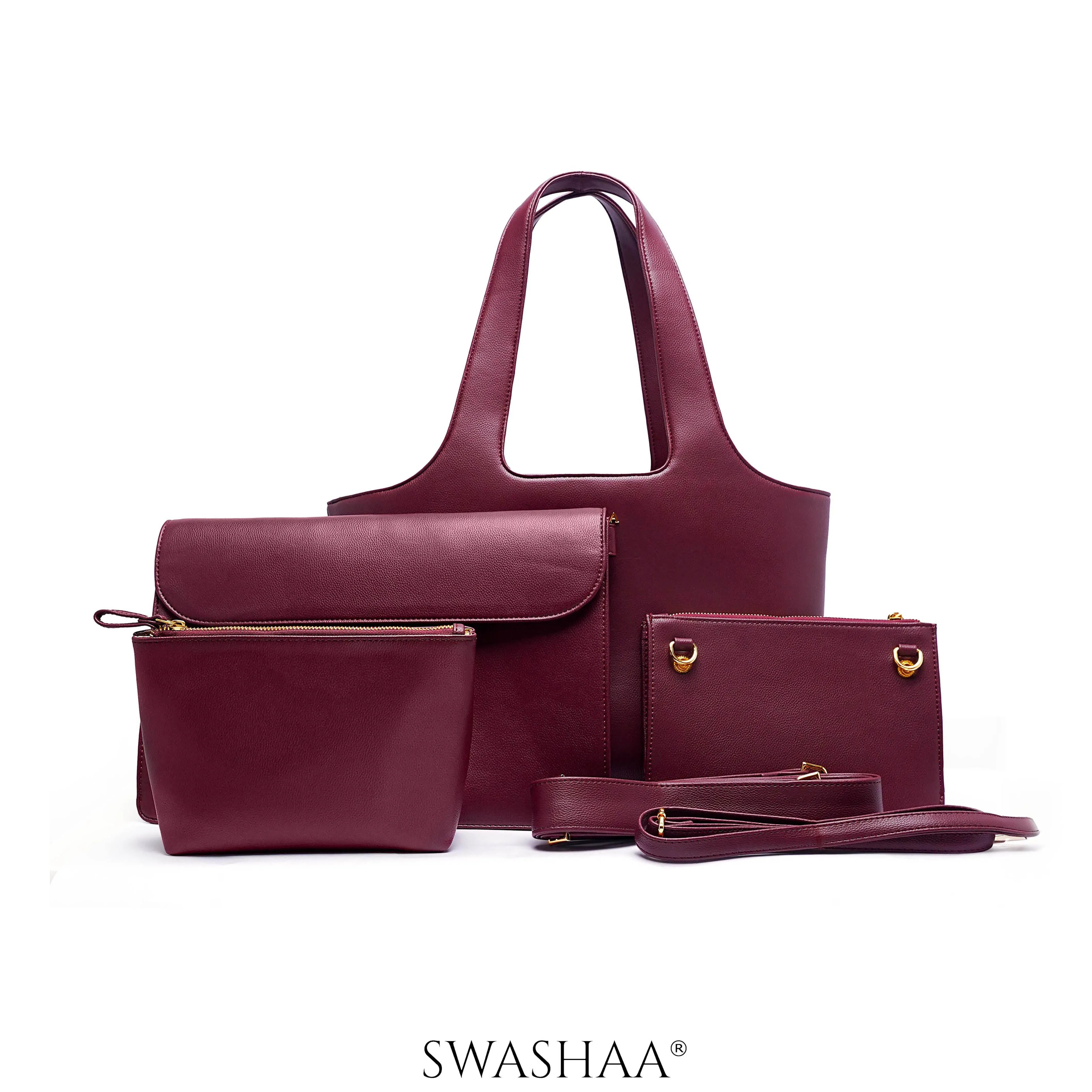Plum Burgundy Bliss Leather Tote Bag