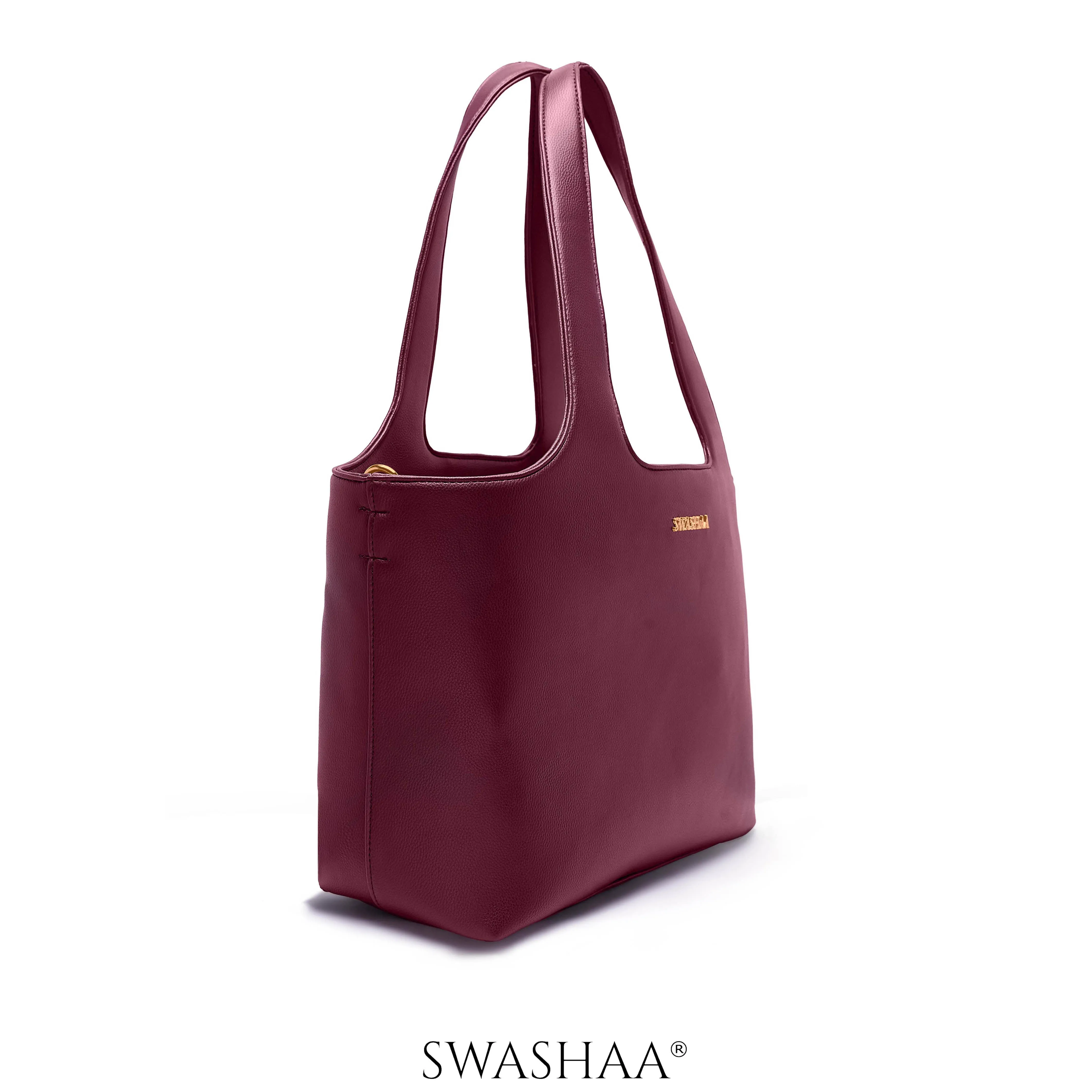 Plum Burgundy Bliss Leather Tote Bag