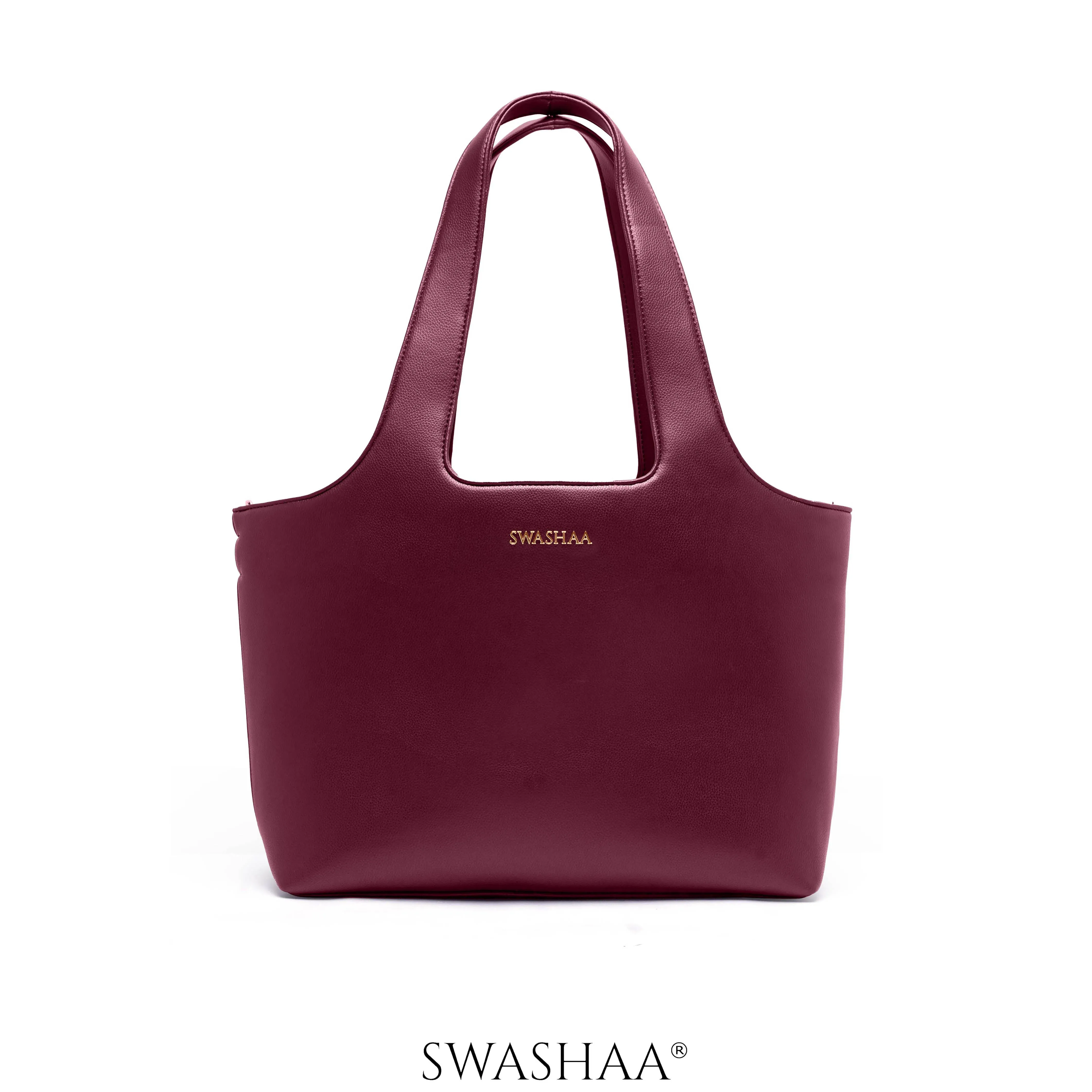 Plum Burgundy Bliss Leather Tote Bag