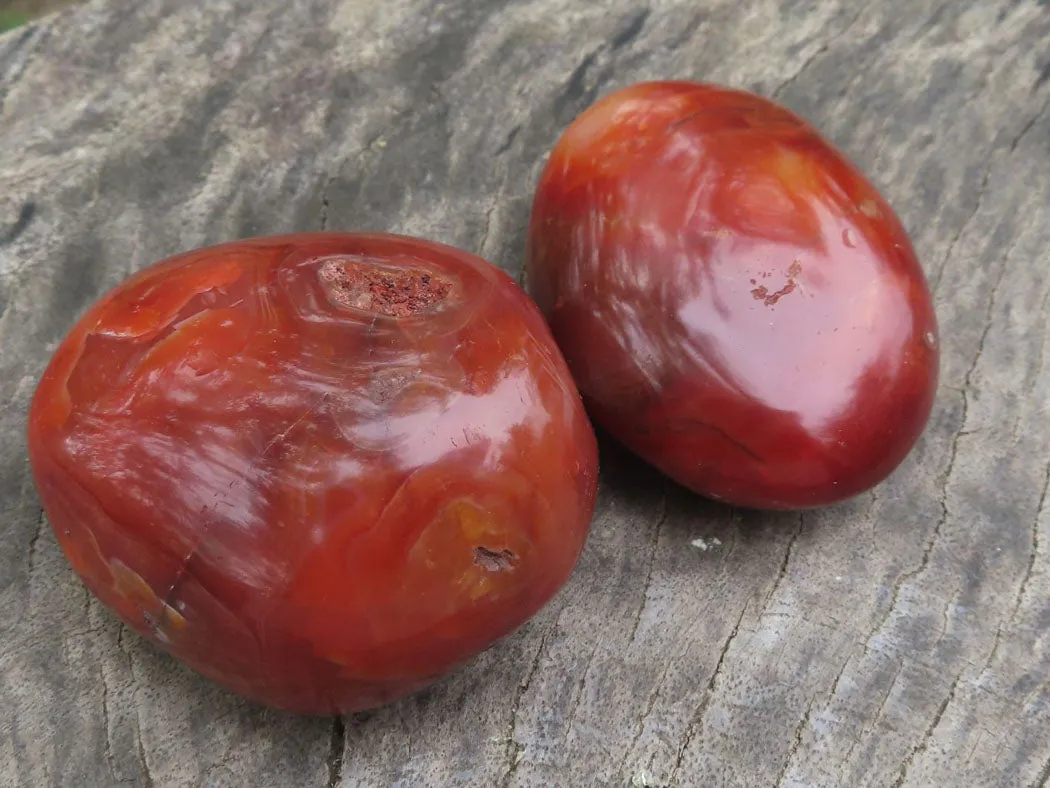 Polished Stunning Carnelian Agate Palm Stones  x 20 From Madagascar