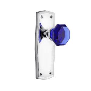 Prairie Long Plate with Cobalt Waldorf Knob in Bright Chrome