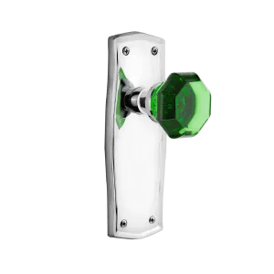 Prairie Long Plate with Emerald Waldorf Knob in Bright Chrome