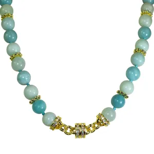 Precious Amazonite 10mm Magnetic Interchangeable Necklace (Goldtone/Amazonite)