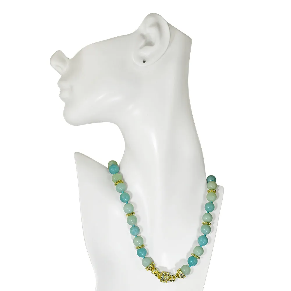 Precious Amazonite 10mm Magnetic Interchangeable Necklace (Goldtone/Amazonite)