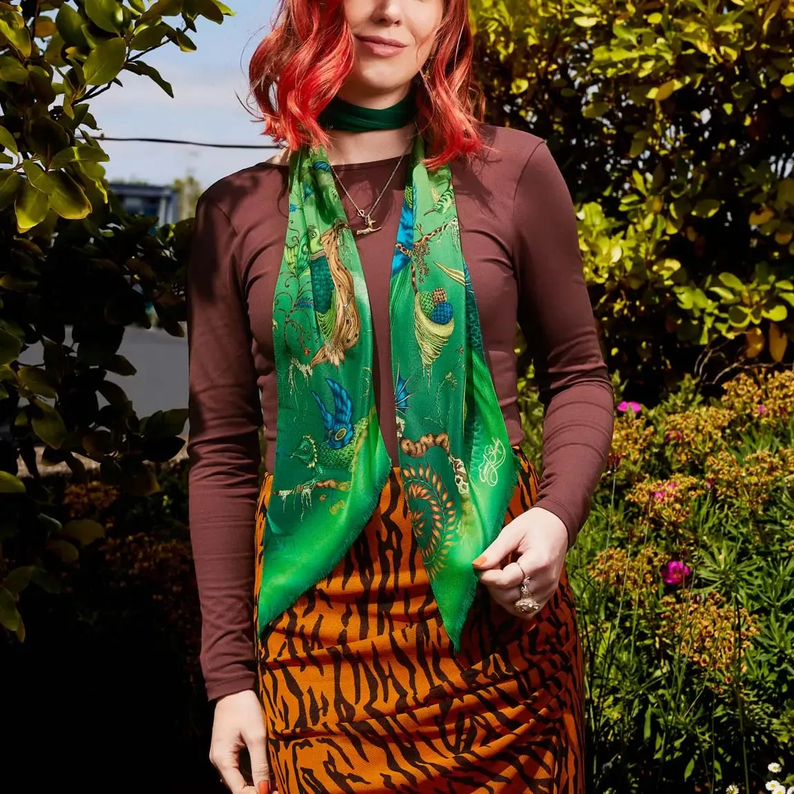 Quetzal Silk Skinny Scarf