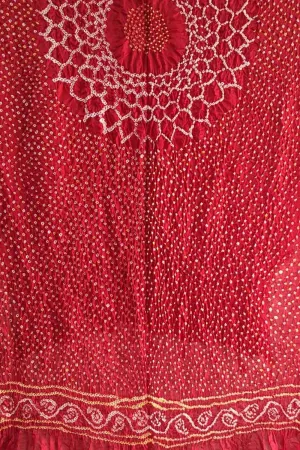 Red Bandhani Pure Gajji Silk Dupatta