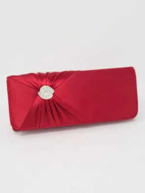 Red Satin Diamanté Clutch Bag