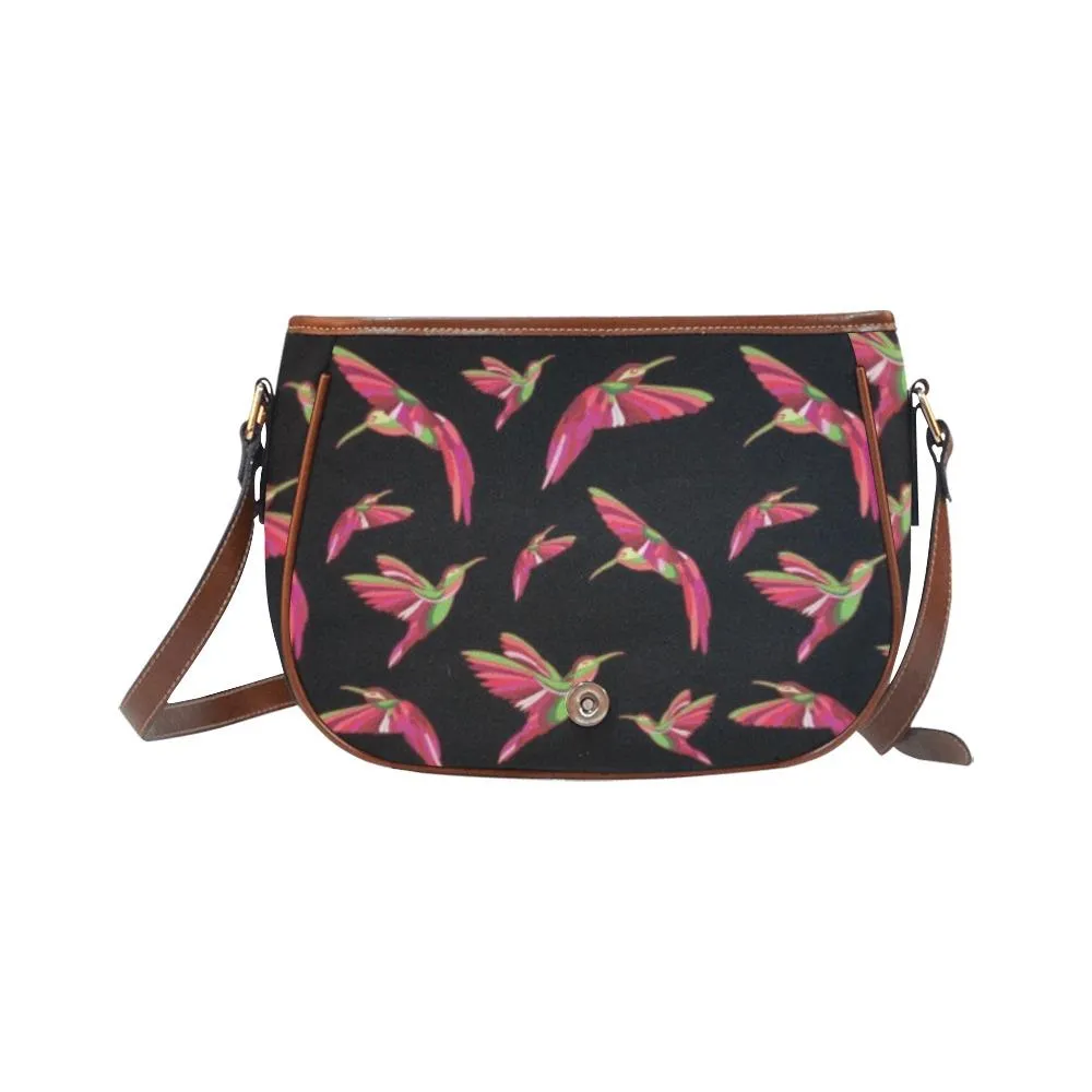 Red Swift Colourful Black Saddle Bag/Large