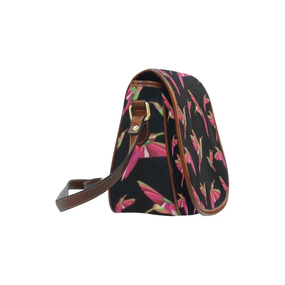 Red Swift Colourful Black Saddle Bag/Large