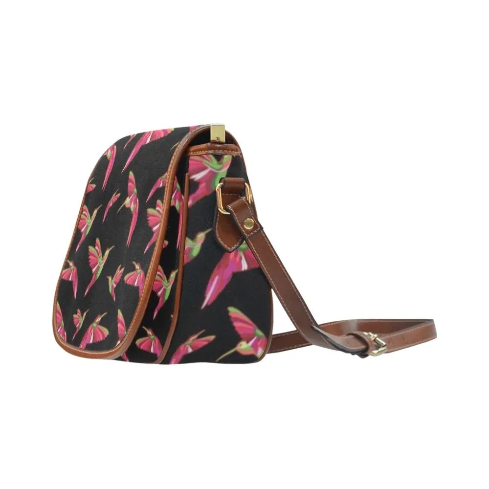 Red Swift Colourful Black Saddle Bag/Large