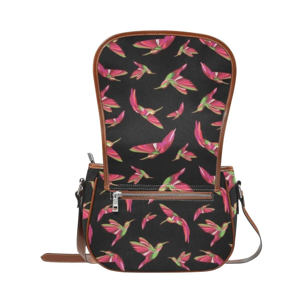 Red Swift Colourful Black Saddle Bag/Large