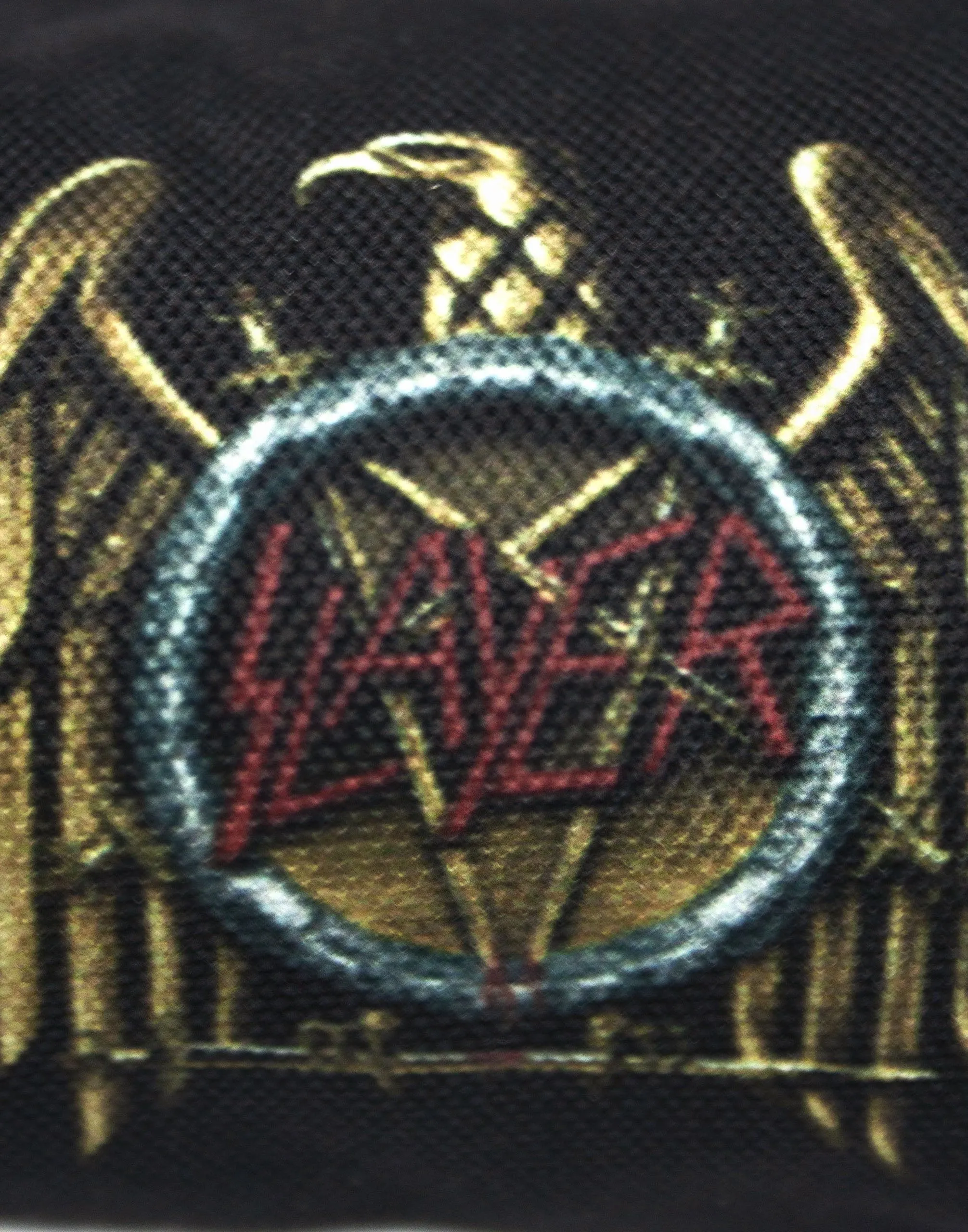 Rock Sax Slayer Gold Eagle Repeated Print Polyester Pencil Case in Black