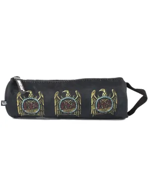Rock Sax Slayer Gold Eagle Repeated Print Polyester Pencil Case in Black