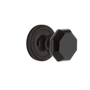 Rope Rosette with Black Waldorf Knob in Timeless Bronze