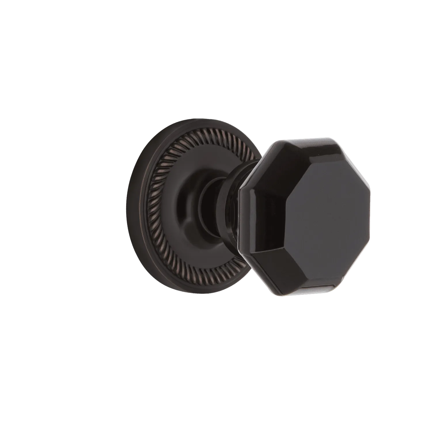 Rope Rosette with Black Waldorf Knob in Timeless Bronze