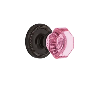 Rope Rosette with Pink Waldorf Knob in Timeless Bronze