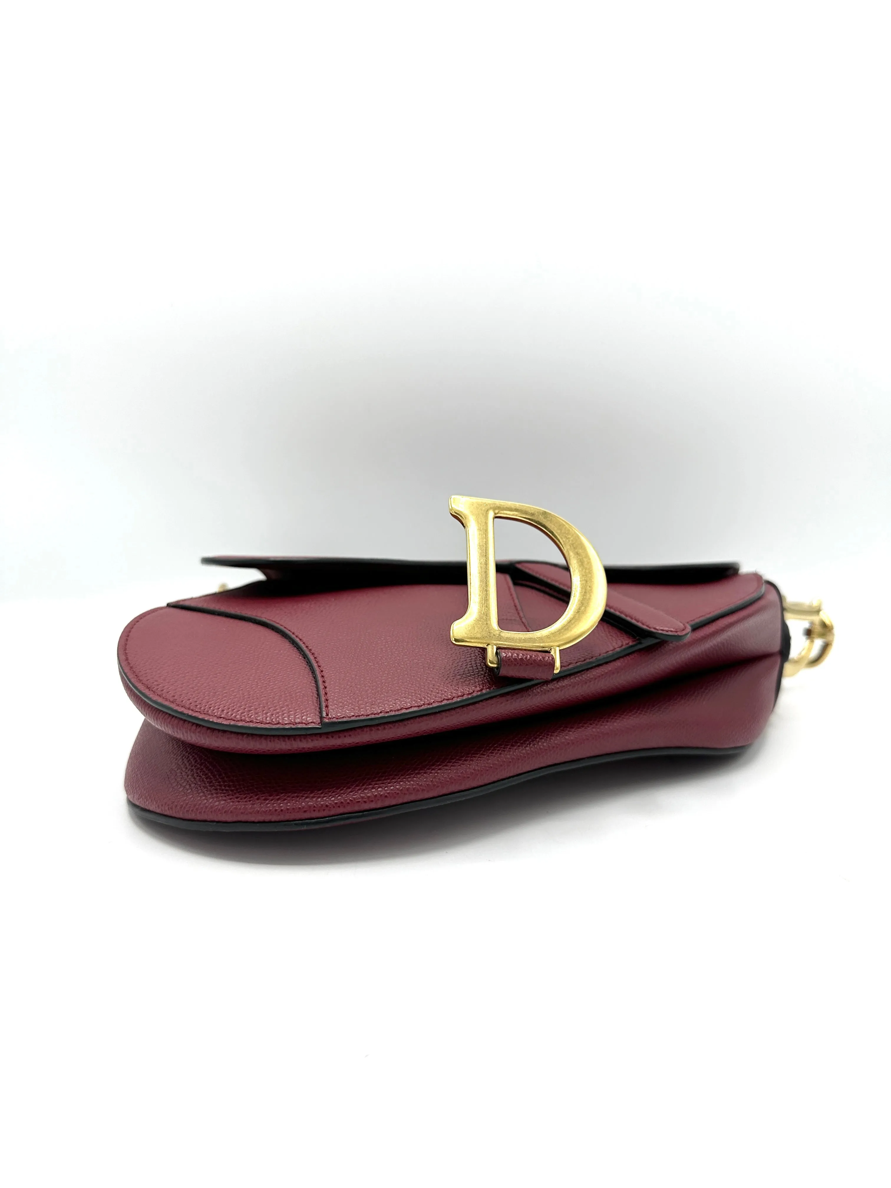 Ruby Grained Leather GHW Medium Saddle Bag