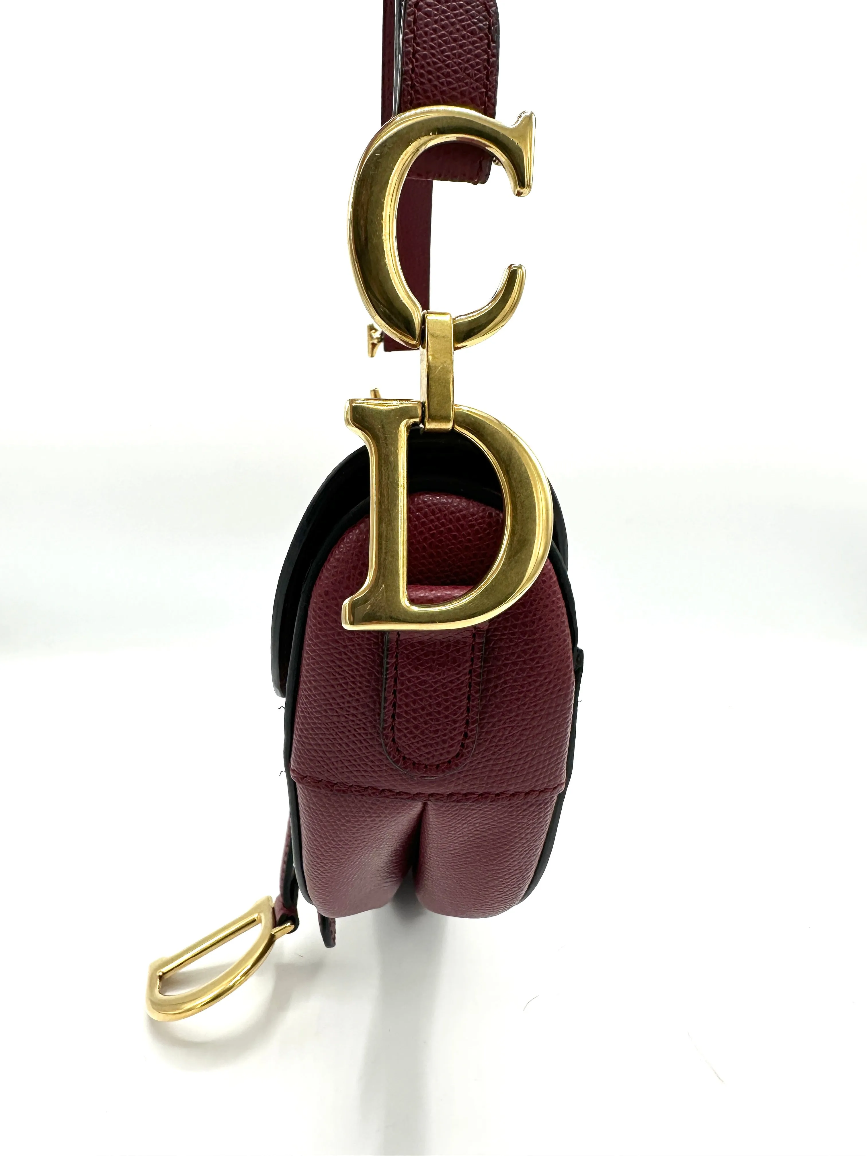 Ruby Grained Leather GHW Medium Saddle Bag