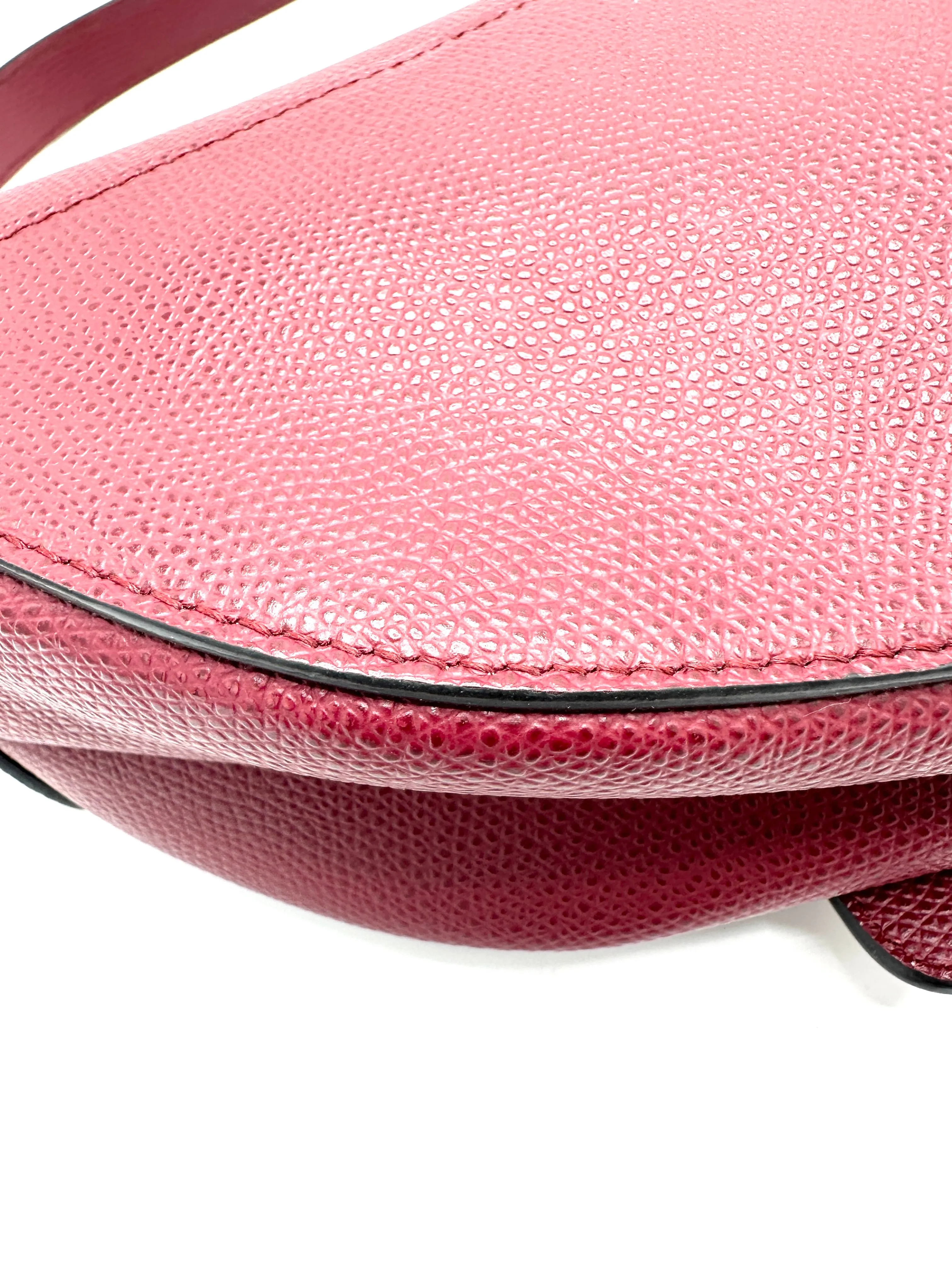 Ruby Grained Leather GHW Medium Saddle Bag