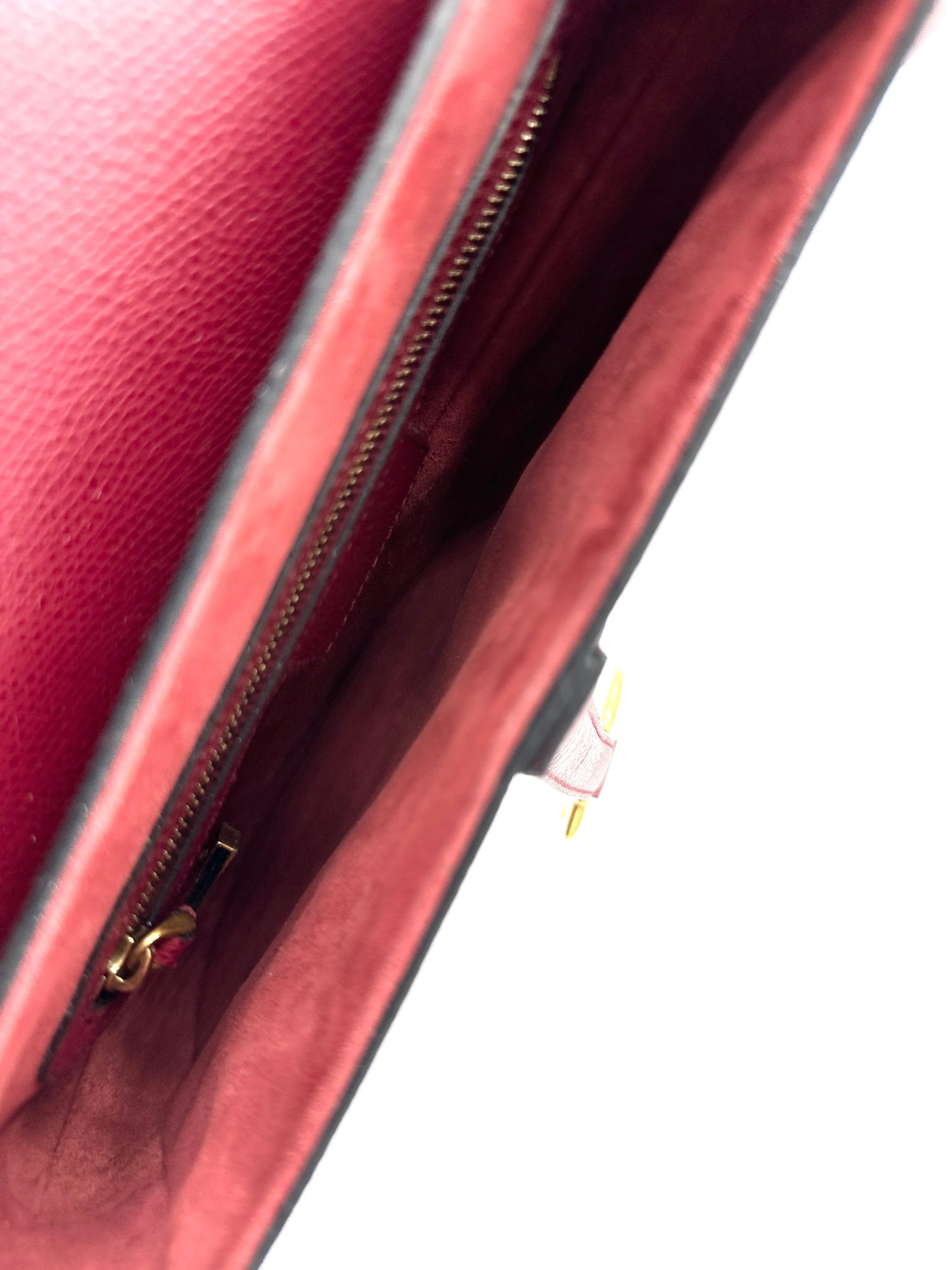 Ruby Grained Leather GHW Medium Saddle Bag