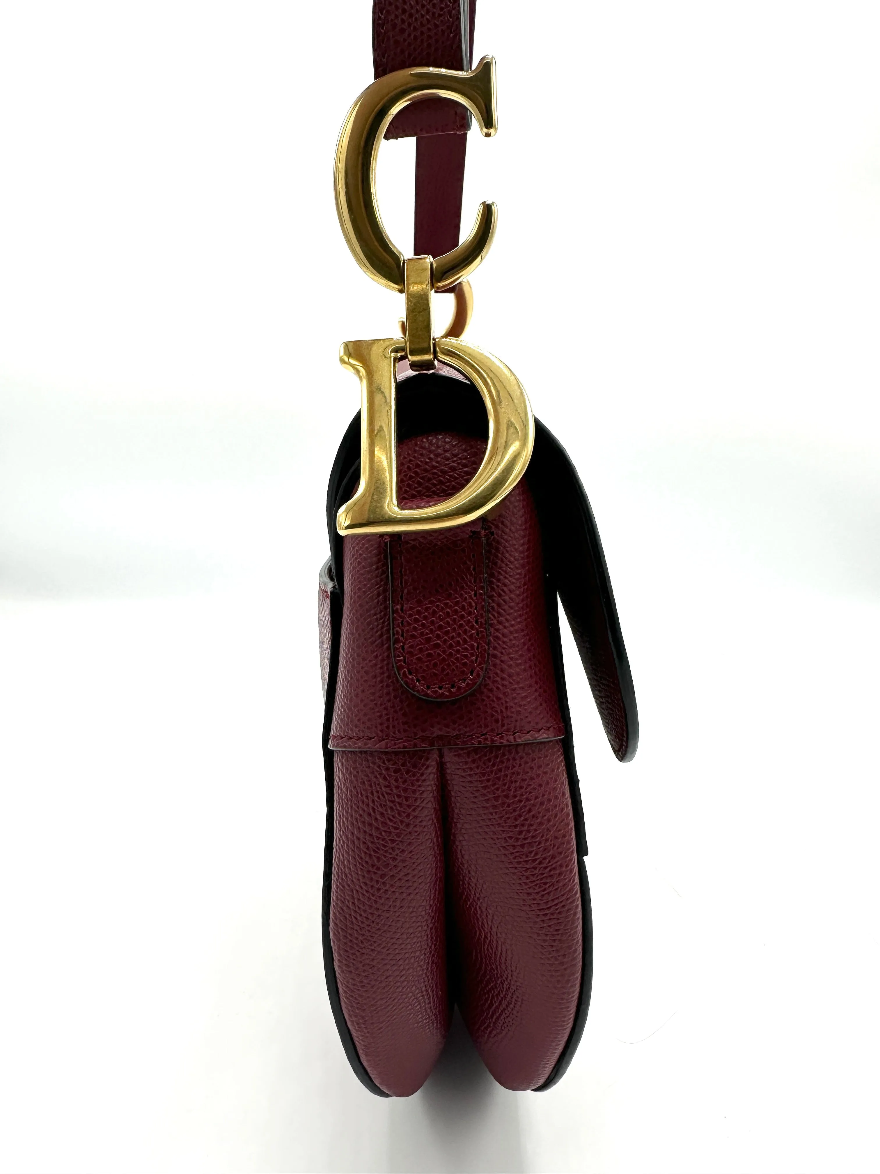 Ruby Grained Leather GHW Medium Saddle Bag