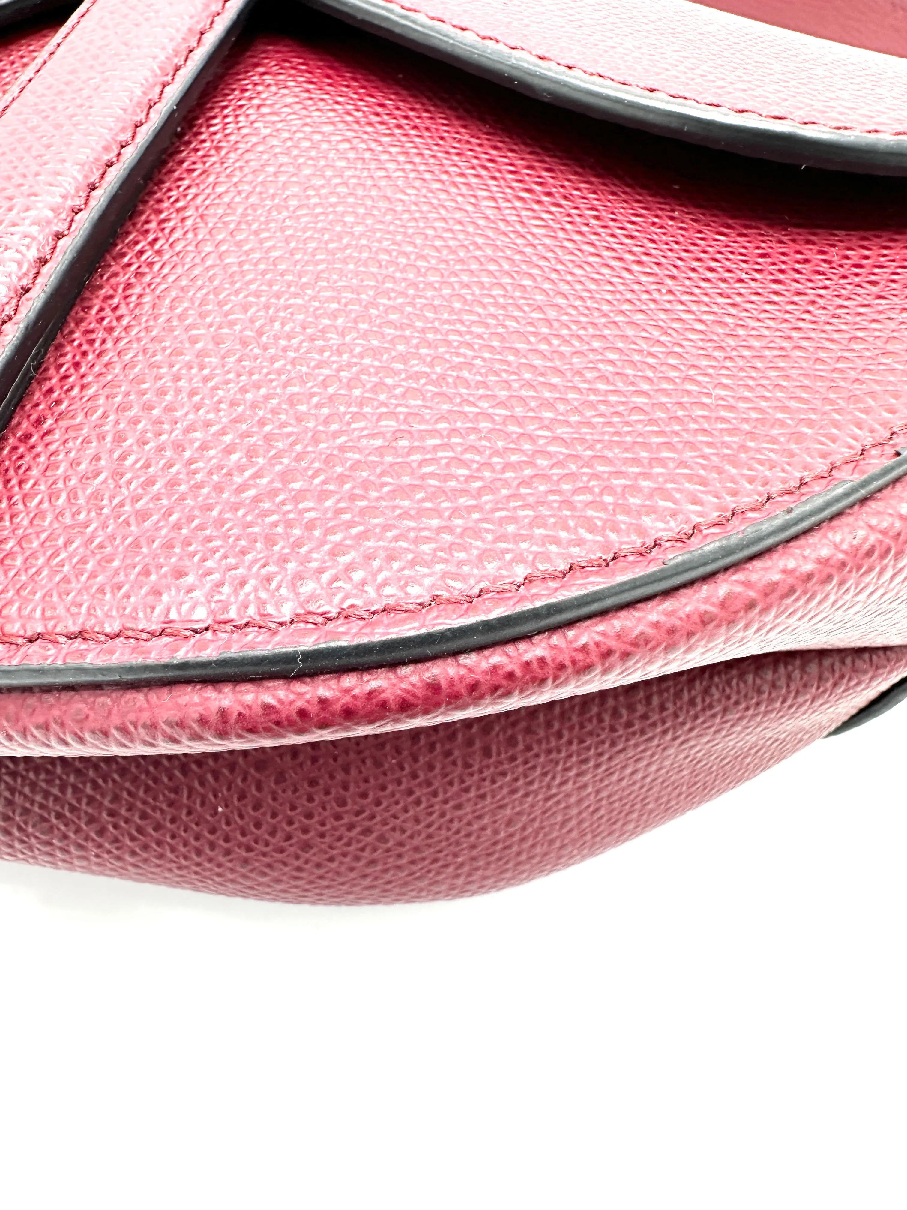 Ruby Grained Leather GHW Medium Saddle Bag