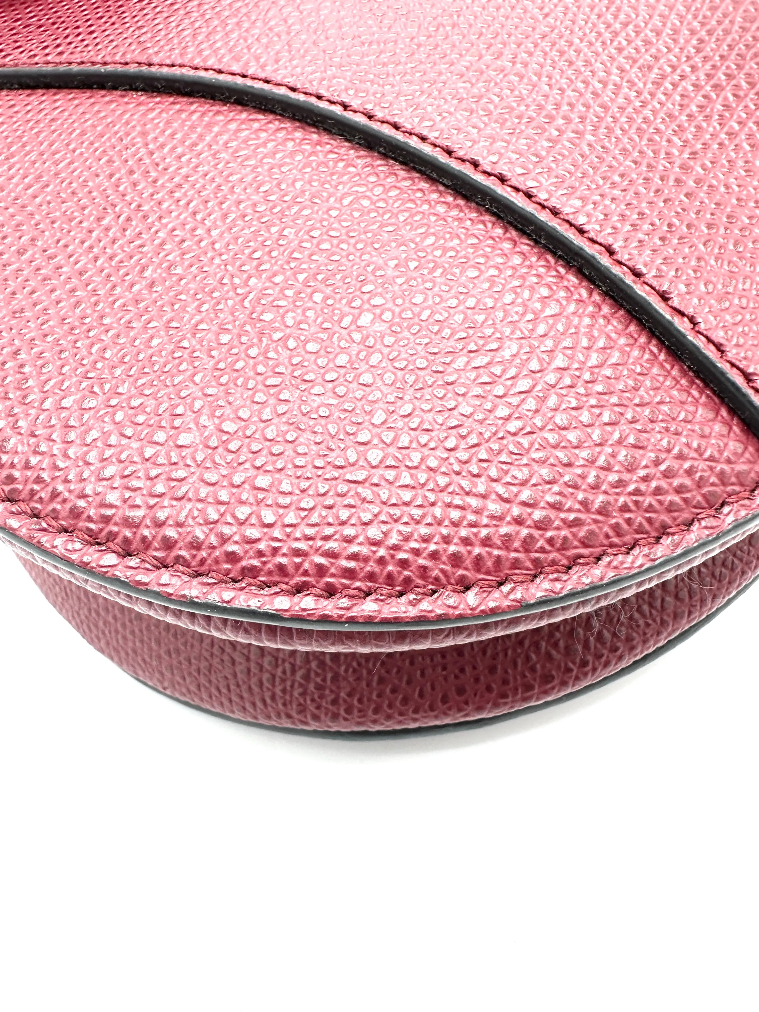 Ruby Grained Leather GHW Medium Saddle Bag