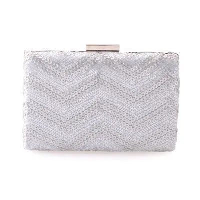 Sequined Metal Clutch Bag