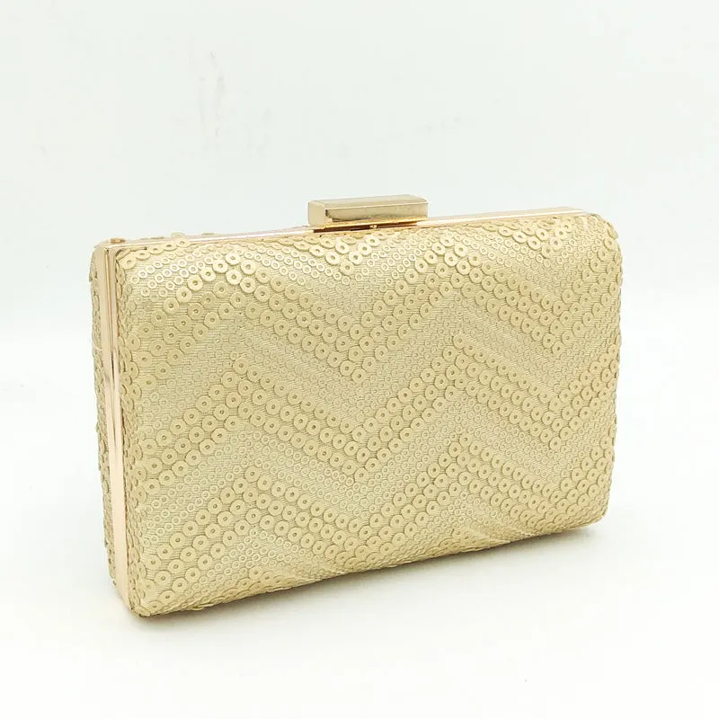 Sequined Metal Clutch Bag