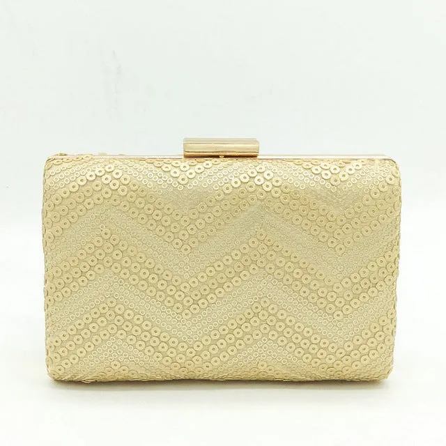 Sequined Metal Clutch Bag