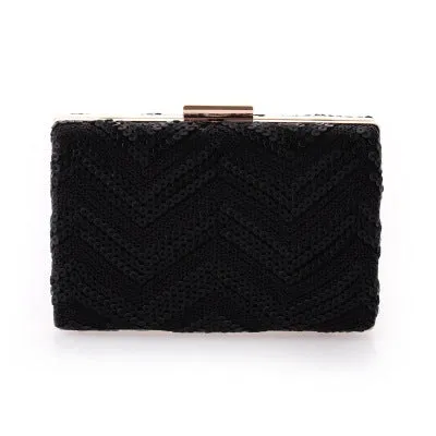 Sequined Metal Clutch Bag