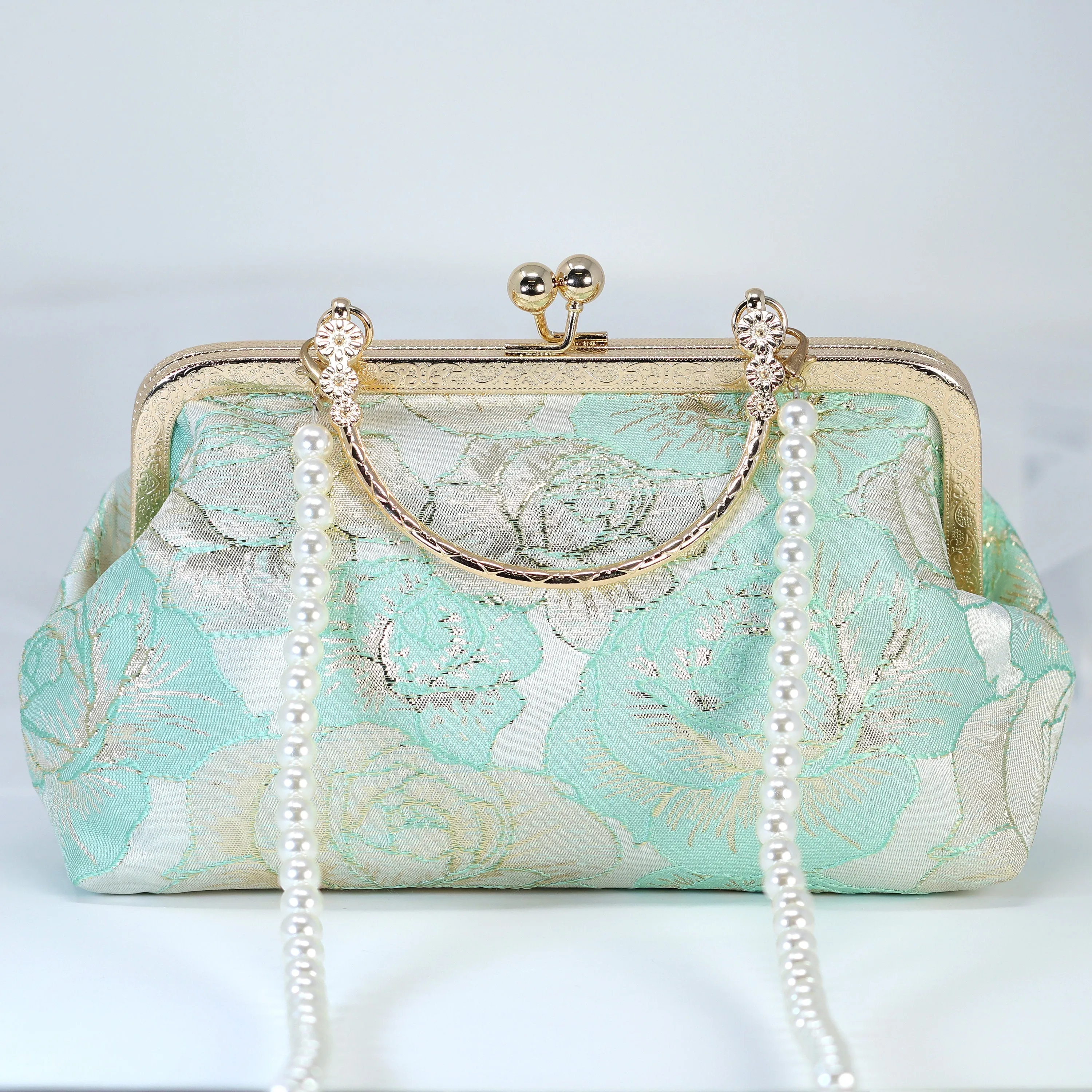 Shimmering Gold Red Rose Floral Wedding Bag, Statement Bag, Evening Clutch, Wedding Clutch, Bridal Clutch, White Cross Body Bag