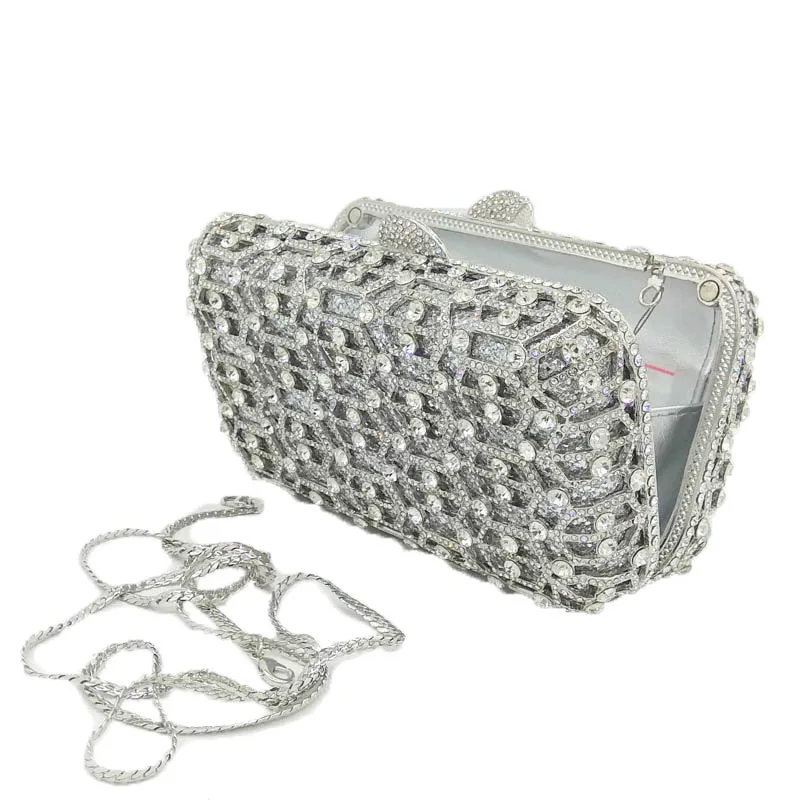 Silver Crystal Clutch Bag