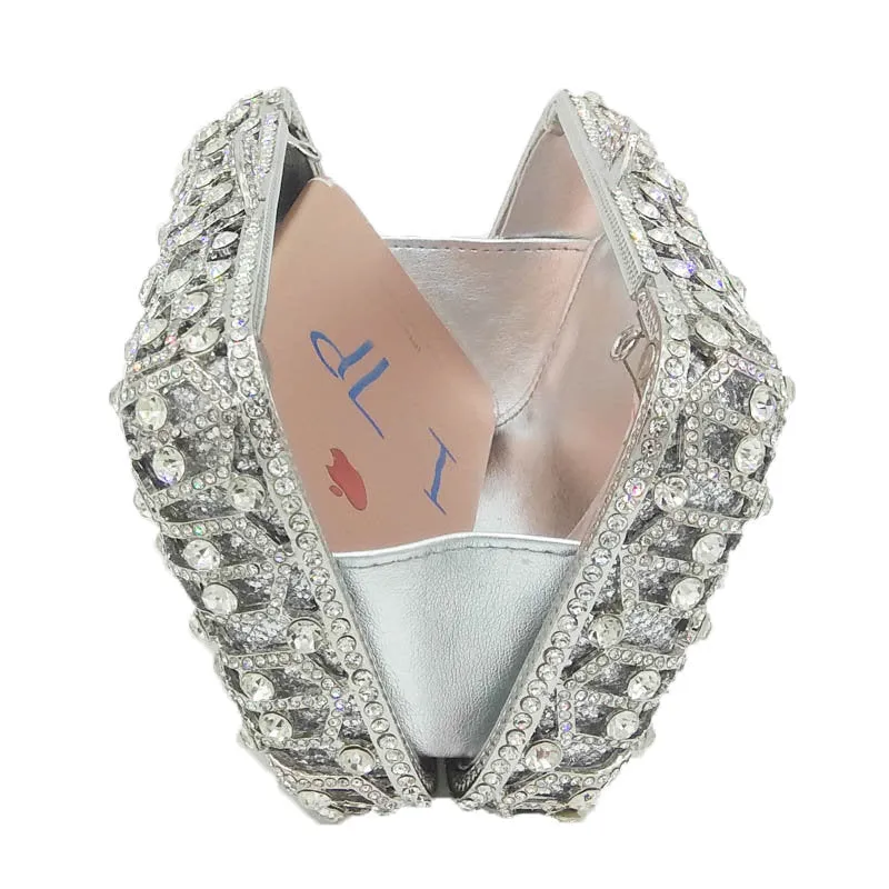 Silver Crystal Clutch Bag