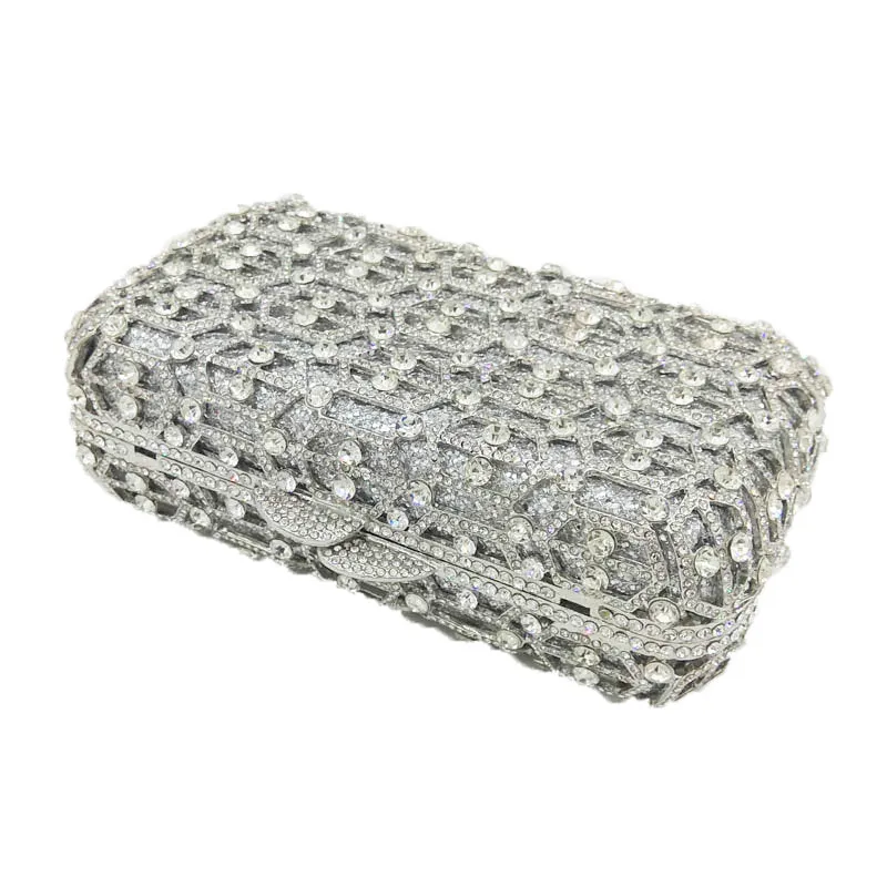 Silver Crystal Clutch Bag