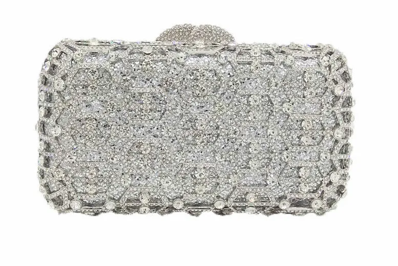 Silver Crystal Clutch Bag