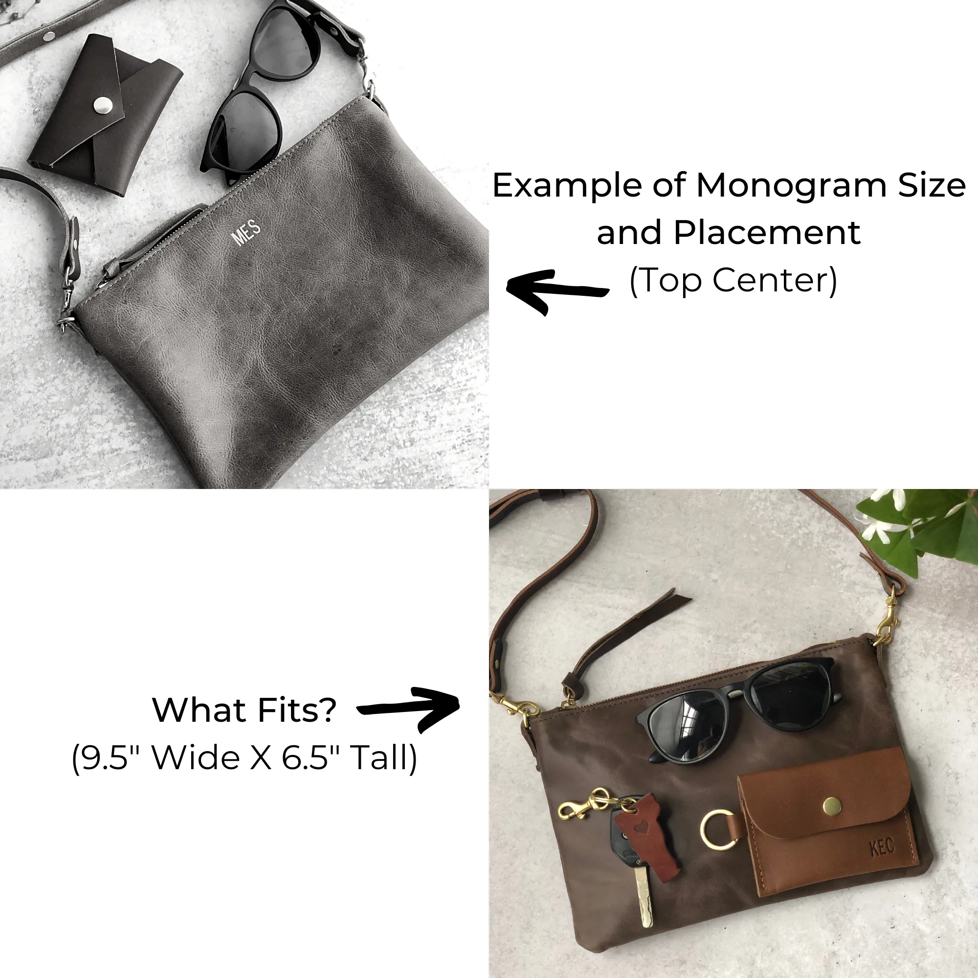 Small Leather Crossbody Clutch Bag - Cognac Pebble