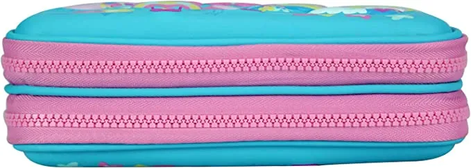 Smily Double Compartment Pencil CaseLight Blue