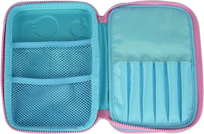 Smily Double Compartment Pencil CaseLight Blue
